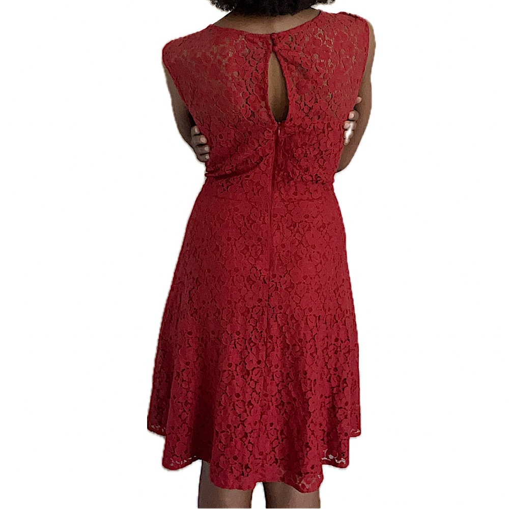 WHITE HOUSE BLACK MARKET, Red Lace Cocktail Dress, Size 12